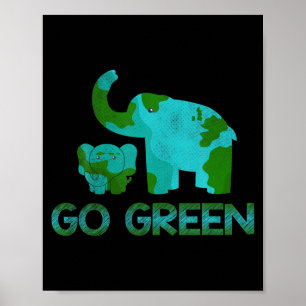 Poster Élément Vert Éléphant Nature Climat Protéger Heure