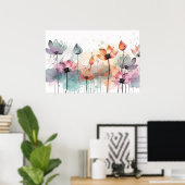Poster éléments botaniques art floral abstrait (Bureau à domicile)