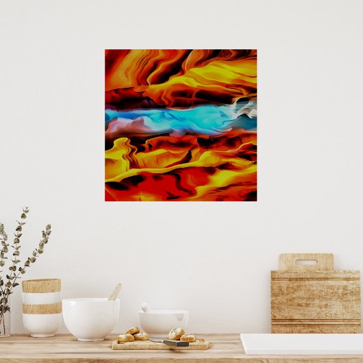 Poster Eléments Chauds Et Froids Acrylique Verser Abstrai (Cuisine)