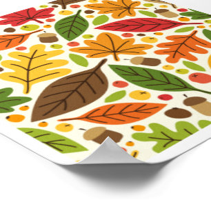 Poster Éléments de feuilles d'automne mignonnes