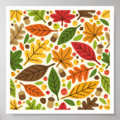 Poster Éléments de feuilles d'automne mignonnes (Devant)