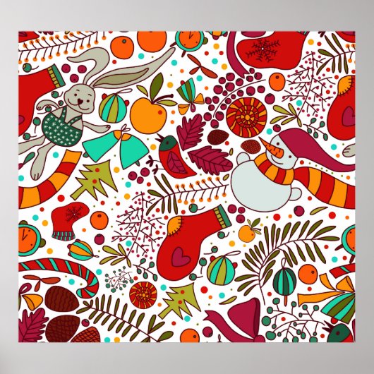 Poster Éléments de Noël festifs Design sans couture (Devant)