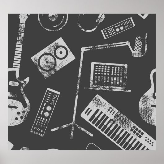 Poster Éléments musicaux : vintage arrière - plan sans so (Devant)