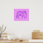 Poster Éléphale tourbillon fractal - violet et orchidée (Cuisine)