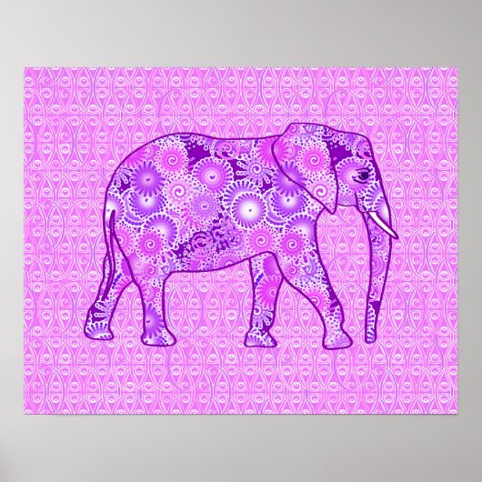 Poster Éléphale tourbillon fractal - violet et orchidée (Devant)