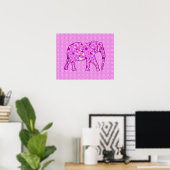 Poster Eléphant à fleurs - orchidée et magenta (Bureau à domicile)
