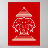 Éléphant à trois têtes Erawan Drapeau lao / Laos