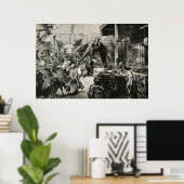 Poster Eléphant animal vintage Zoo Engraving Children (Bureau à domicile)