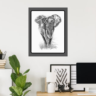 Poster Elephant Animal Watercolor Painting Wildlife Art