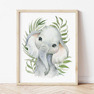 Poster Éléphant, Animaux de la Jungle, Animaux de Safari,