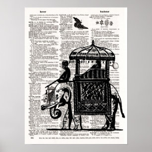 Poster Elephant avec Howdah Dictionary Art