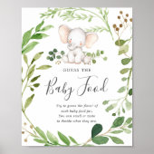 Poster Elephant Baby shower Devine La Nourriture Bébé (Devant)