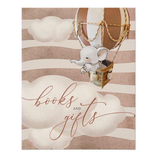 Poster Elephant Balloon Bébé Livres et Cadeaux (Devant)