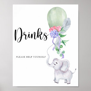 Poster Elephant & Balloon Boissons vous aider