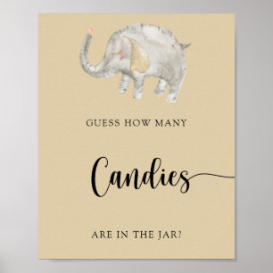 Poster Elephant Balloon - devinez combien de bonbons