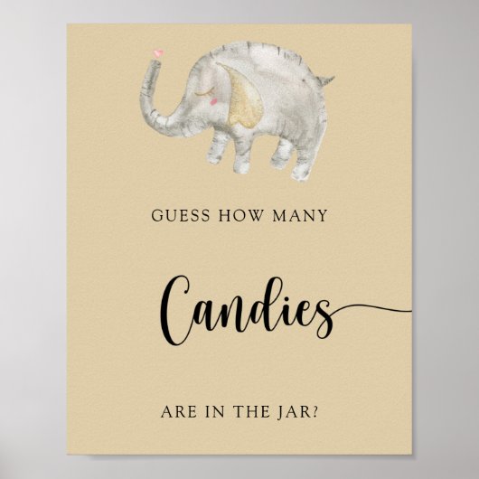 Poster Elephant Balloon - devinez combien de bonbons (Devant)