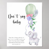 Poster Elephant & Balloon - Ne pas dire bébé (Devant)