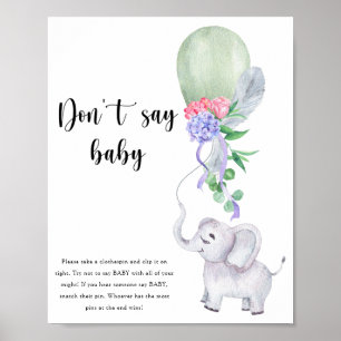 Poster Elephant & Balloon - Ne pas dire bébé