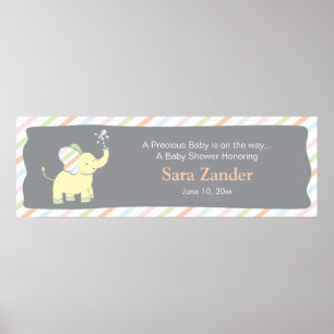Poster Eléphant bébé Bannière Baby shower