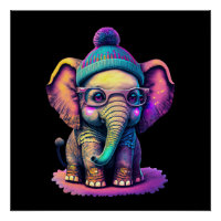 Eléphant bébé mignon avec lunettes et Beanie