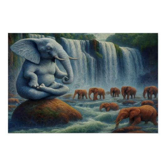 Poster Éléphant Bleu (Devant)