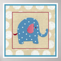 Eléphant bleu avec Pois blancs