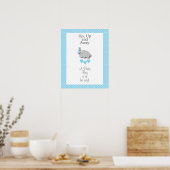 Poster Eléphant bleu et gris doux - Baby Boy (Cuisine)