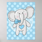 Poster Éléphant Bleu - Garçon Chambre Bébé Nursery (Devant)