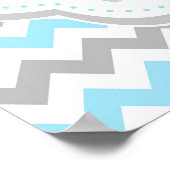 Poster Elephant Blue et Grey Baby shower Party (Coin)