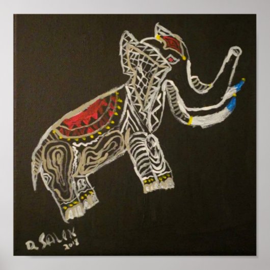 Poster Eléphant chanceux (Devant)