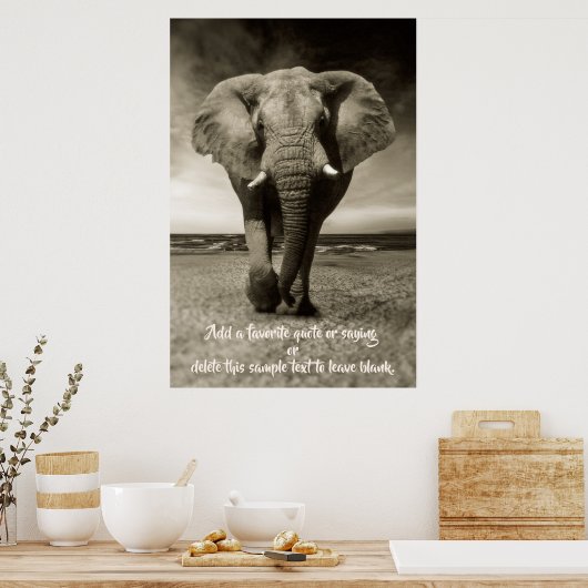 Poster Éléphant | Citation facultative, dire, texte (Cuisine)