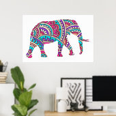 Poster Éléphant coloré (Bureau à domicile)