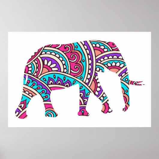 Poster Éléphant coloré (Devant)