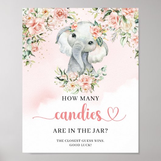 Poster Elephant Combien de bonbons sont dans le jeu Jar (Devant)