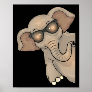 Poster Eléphant cool Avec Lunettes De Soleil Enfants Elép