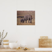 Poster Éléphant d'Afrique avec bébé (Cuisine)