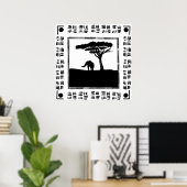 Poster Éléphant d'Afrique noir et blanc (Bureau à domicile)