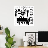 Poster Éléphant d'Afrique noir et blanc (Bureau à domicile)