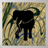 Poster Elephant dans la jungle Abstraite Imprimer l'affic (Devant)