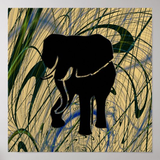 Poster Elephant dans la jungle Abstraite Imprimer l'affic (Devant)