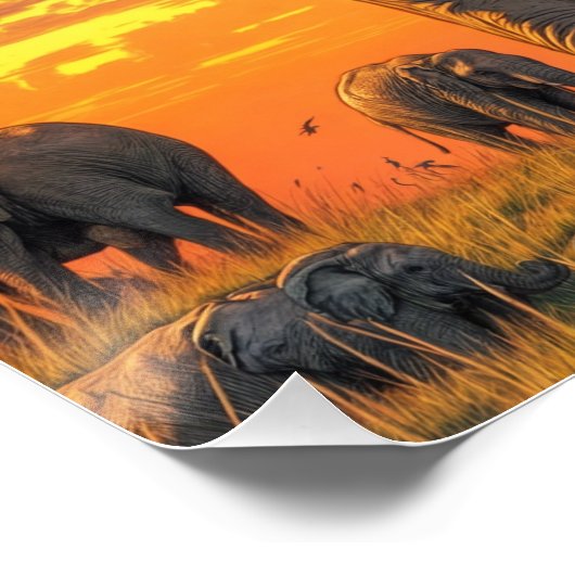 Poster Elephant dans la savane (Coin)