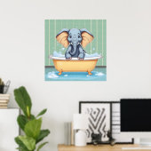 Poster Eléphant dans le bain (Bureau à domicile)