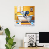 Poster Eléphant dans le bain (Bureau à domicile)