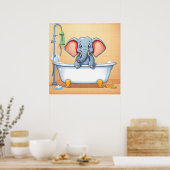 Poster Eléphant dans le bain (Cuisine)