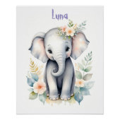 Poster Éléphant de bébé en fleurs (Devant)