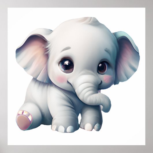 Poster Éléphant de bébé mignon adorable kawaii (Devant)