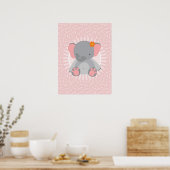 Poster Éléphant de bébé mignon rose gris (Cuisine)