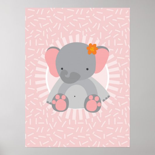 Poster Éléphant de bébé mignon rose gris (Devant)