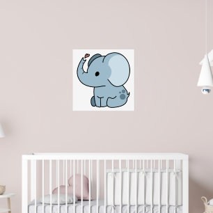 Poster Éléphant de dessin animé mignon et fantaisiste