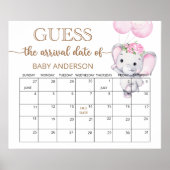 Poster Eléphant de fille et Guess de fleurs Date d'échéan (Devant)